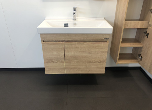 Тумба с раковиной Comforty Тромсе 80 00004142219 подвесная Дуб сонома МДФ / ЛДСП