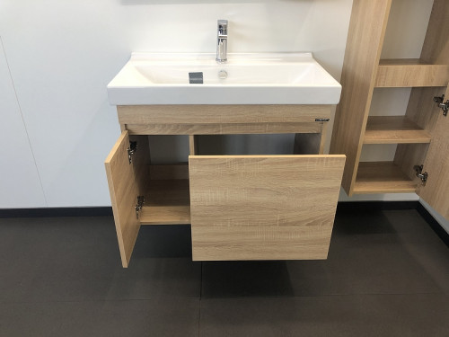 Тумба с раковиной Comforty Тромсе 80 00004142219 подвесная Дуб сонома МДФ / ЛДСП