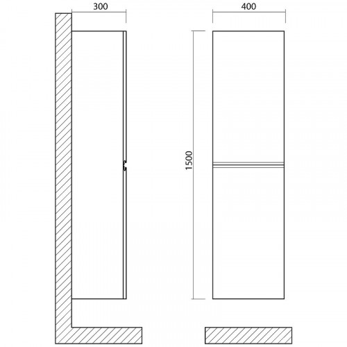Шкаф пенал Art&Max AM-Bianchi-1500-2A-SO-BL подвесной Белый глянец МДФ / ЛДСП