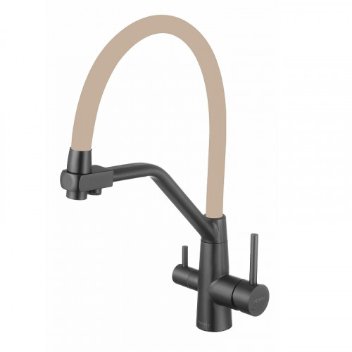 Смеситель для кухни Fmark FS0662-Q12 цвет Графит Бежевый