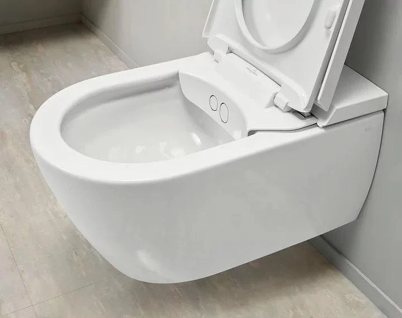 Унитаз биде Villeroy&Boch ViClean V0E200R1 подвесной цвет Альпийский белый с сиденьем Микролифт