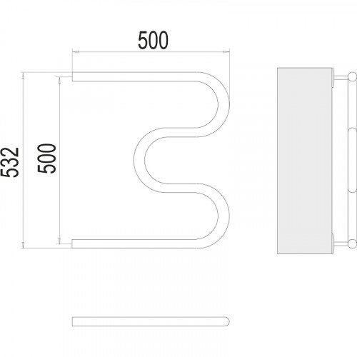 Водяной полотенцесушитель Terminus М-образный (1) 500х500 4620768881145 Хром, боковое подключение, G 1" НР