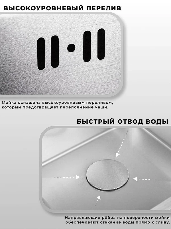 Кухонная мойка Wisent 65 WS36550-L/WGER013/W405A/W302644 цвет Сатин