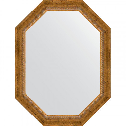 Зеркало Evoform Octagon 63x83 BY 7115 в багетной раме - Состаренная бронза с плетением 70 мм стекло
