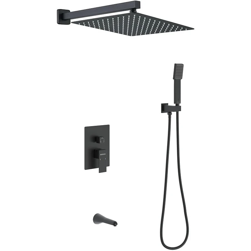 Душевая система Berges Ventas 3S Black 073006 Черная матовая латунь встраиваемый