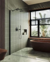 Душевая перегородка Maybah Glass MGD-1352-6ш 990х1950 в широком профиле Черный стекло прозрачное