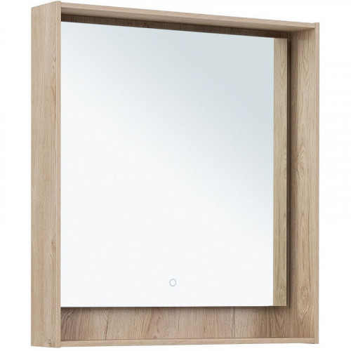 Зеркало Aquanet Милан 80 336405 с подсветкой Дуб светлый с сенсорным выключателем МДФ / ЛДСП, стекло