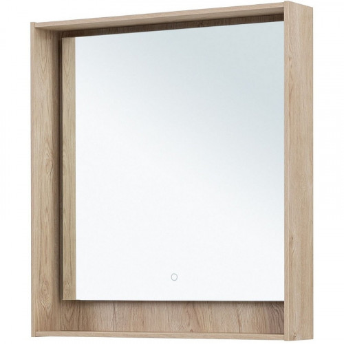 Зеркало Aquanet Милан 80 336405 с подсветкой Дуб светлый с сенсорным выключателем МДФ / ЛДСП, стекло