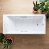 Ванна из искусственного камня Delice Diapason Ultra 180х80 DLR330052R-G с узким бортом цвет Белый глянцевый с ручками Хром
