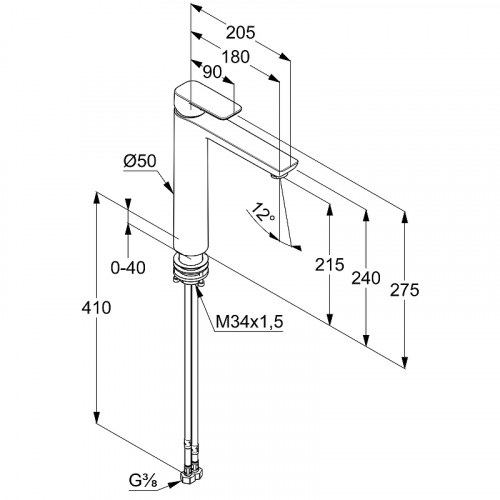Смеситель для раковины Kludi Pure Style 402963975 Черный матовый латунь