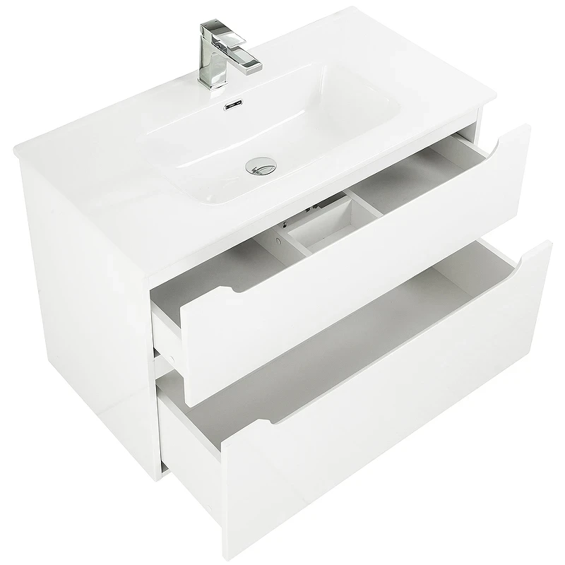 Тумба под раковину BelBagno Etna-H60 100 ETNA-H60-1000-2C-SO-BL-P подвесная Bianco Lucido МДФ / ЛДСП