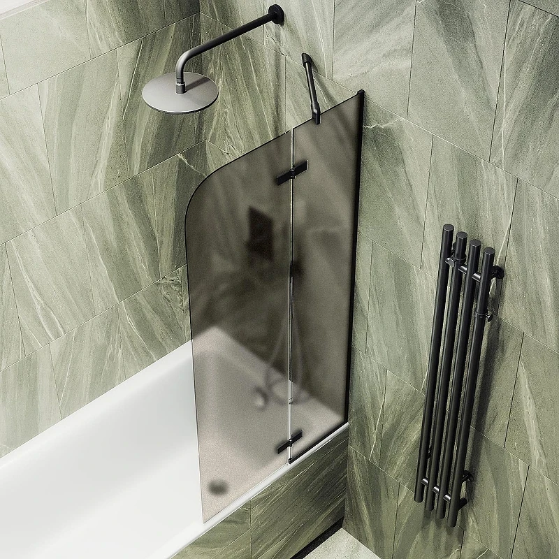 Шторка для ванны Maybah Glass MGV-917-6 990х1400 поворотная с добором Черный стекло бронзовое матовое