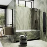 Шторка для ванны Maybah Glass MGV-917-6 990х1400 поворотная с добором Черный стекло бронзовое матовое