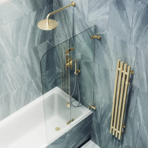 Шторка для ванны Maybah Glass MGV-572-3 515х1400 складная 2 секции Золото стекло прозрачное