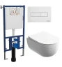Комплект унитаза DIWO Ceramicanova Modena Rimless CN6063 с сиденьем с инсталляцией DIWO 4501 с клавишей смыва цвет Глянцевый белый