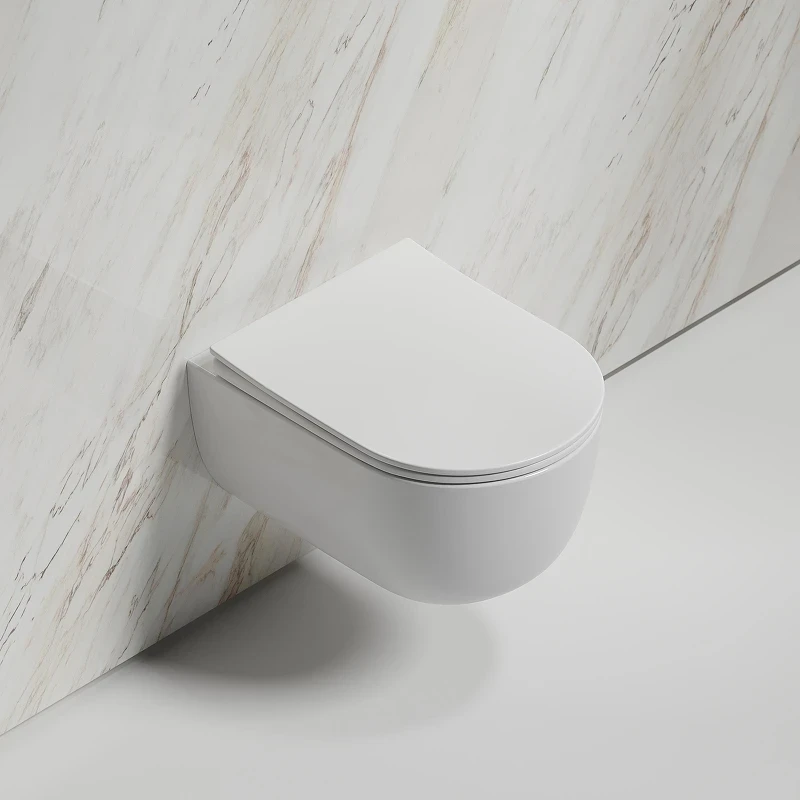 Комплект унитаза DIWO Ceramicanova Modena Rimless CN6063 с сиденьем с инсталляцией DIWO 4501 с клавишей смыва цвет Глянцевый белый