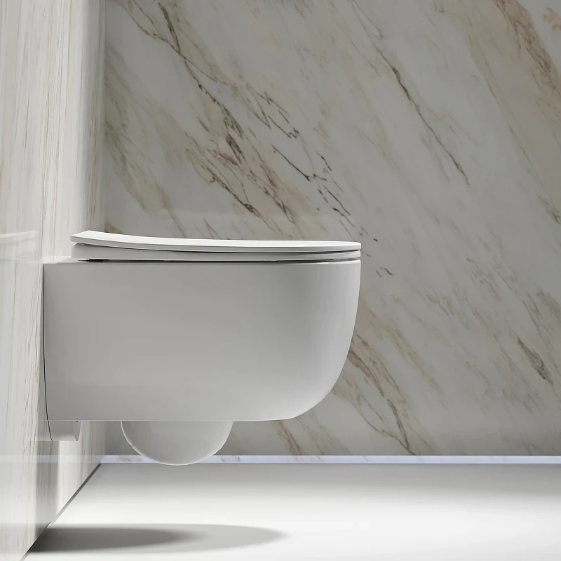 Комплект унитаза DIWO Ceramicanova Modena Rimless CN6063 с сиденьем с инсталляцией DIWO 4501 с клавишей смыва цвет Глянцевый белый
