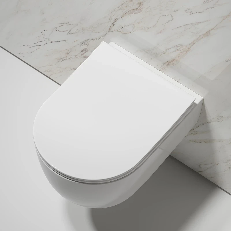 Комплект унитаза DIWO Ceramicanova Modena Rimless CN6063 с сиденьем с инсталляцией DIWO 4501 с клавишей смыва цвет Глянцевый белый