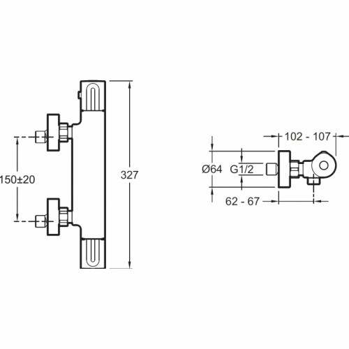 Смеситель для душа Jacob Delafon Metro E24394-CP с термостатом Хром латунь на стену