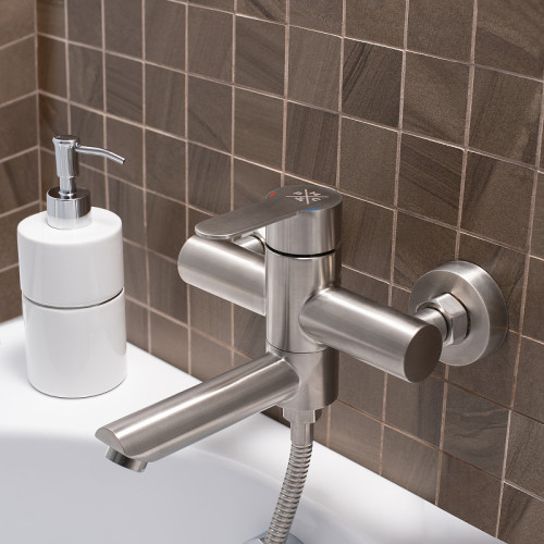 Смеситель для ванны Ростовская Мануфактура Сантехники SUS124-009E Нержавеющая сталь нержавеющая сталь на стену