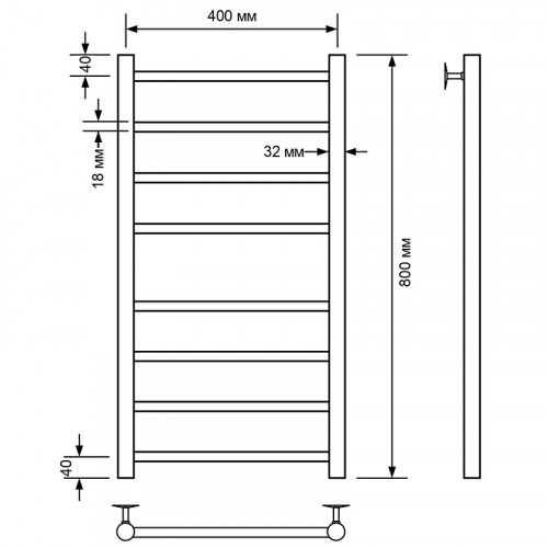 Водяной полотенцесушитель Comfysan Luce W-8 80x40 013424 Хром