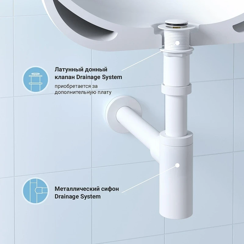 Сифон для раковины Wellsee Drainage System 182108000 цвет Белый матовый