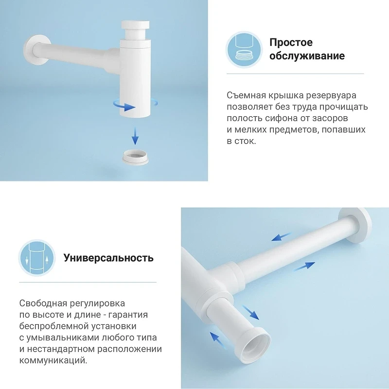 Сифон для раковины Wellsee Drainage System 182108000 цвет Белый матовый
