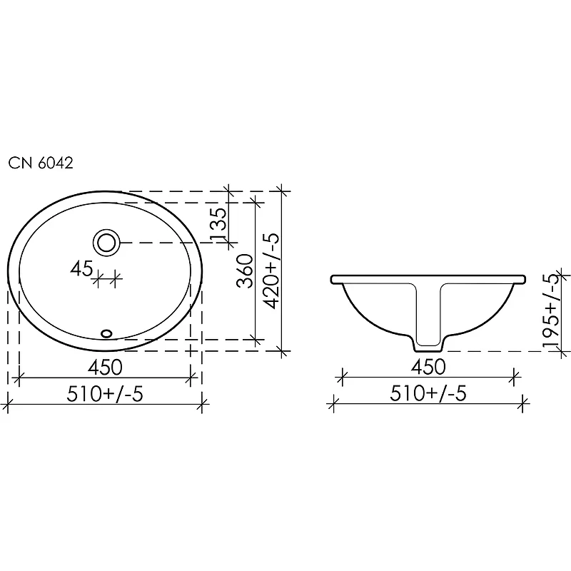 Раковина Ceramicanova Element 50 CN6042 Белая фарфор встраиваемый