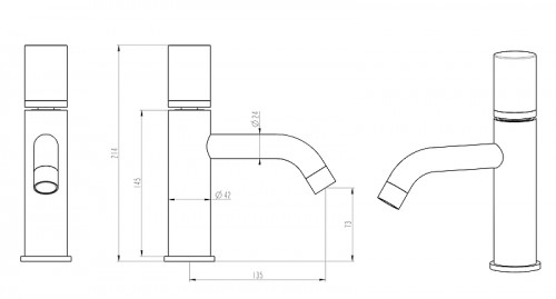 Смеситель для раковины Boheme Stick 121-NB цвет Никель