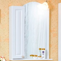 Зеркало со шкафом Бриклаер Анна 60 L 4627125411366 с подсветкой Белое глянцевое МДФ / ЛДСП, стекло