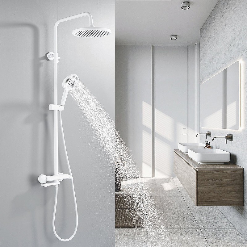 Душевая система Rose R39C R3936C Белая матовая