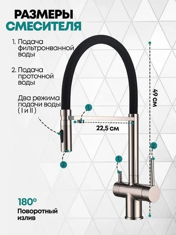 Смеситель для кухни Grocenberg GB4096NK Никель