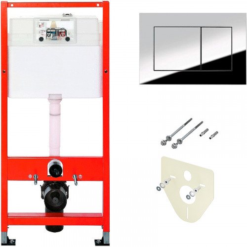 Инсталляция Tece Profil 9400412 для подвесного унитаза с кнопкой смыва Хром глянцевый пластик