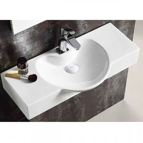 Раковина CeramaLux 70 STR 4280C Белая фаянс подвесная