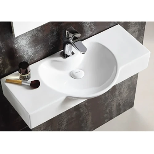 Раковина CeramaLux 70 STR 4280C Белая фаянс подвесная