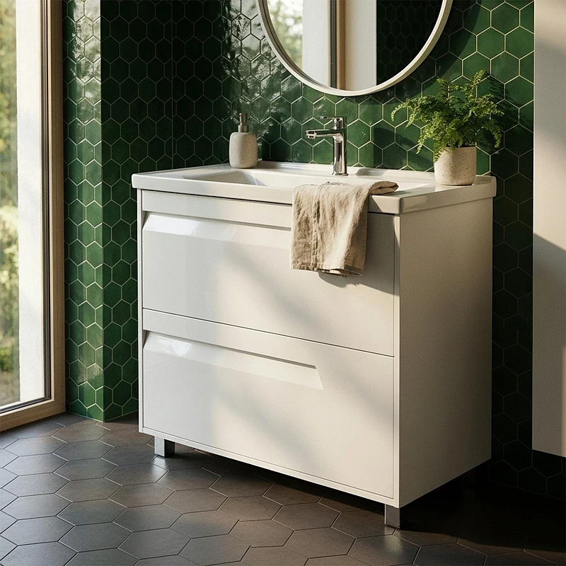 Тумба с раковиной Azario Элегия 100/2H CS00106427 цвет Белый матовый
