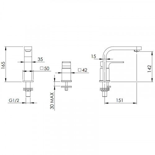 Смеситель для раковины Remer Absolute AU57DO Золото латунь