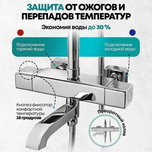 Душевая система Grocenberg GB7005CR с термостатом Хром