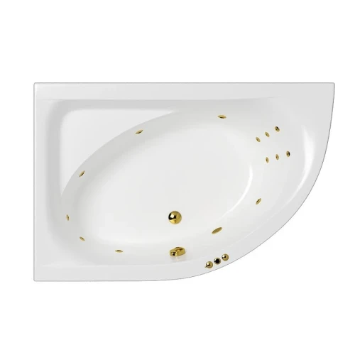 Акриловая ванна Whitecross Aquarella 170x110 L 0108.170110.100.SMART.GL цвет Белый с гидромассажем форсунки Золото