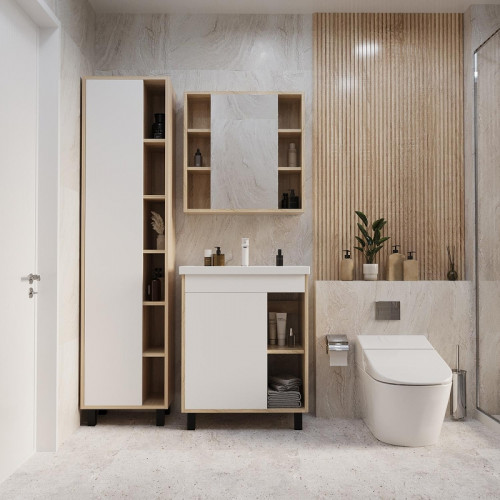 Тумба под раковину Mixline Милтон 70 557620 цвет Дуб сонома Белый