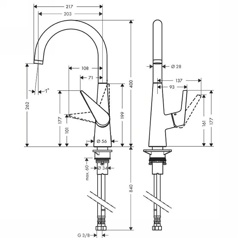 Смеситель для кухни Hansgrohe Talis S 72810000 Хром латунь