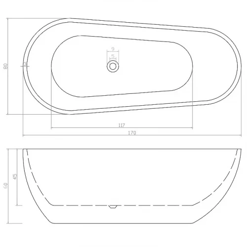 Акриловая ванна Ceruttispa Mimi170III 170x80 СТ10503 без гидромассажа