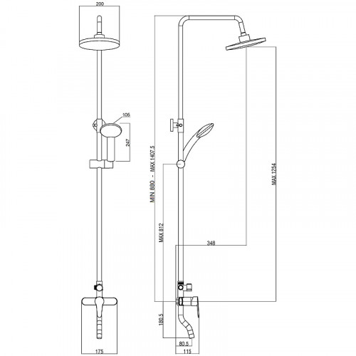 Душевая система Orange OneLife P01-911b Черная матовая нержавеющая сталь на стену