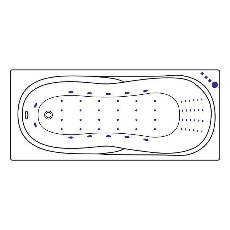 Акриловая ванна Excellent Sekwana 170x75 WAEX.SEK17.NANO.GL цвет Белый с гидромассажем форсунки Золото