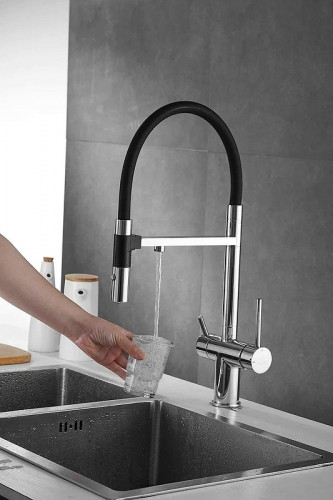 Смеситель для кухни Rose R958 цвет Хром Черный