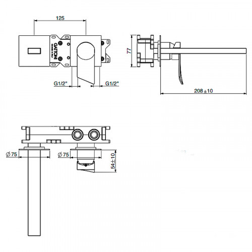 Смеситель для раковины Gattoni Soffio 8139/81DS Темный никель шлифованный