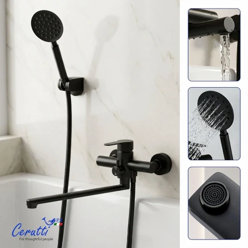 Смеситель для ванны Ceruttispa Овидио (Ovidio) VXLMB CT12086 12086 цвет Черный матовый