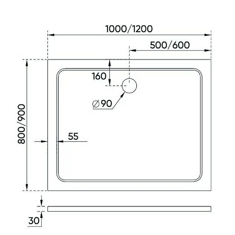 Душевой поддон из искусственного камня Veconi Tezeo 120x80 TZ09-12080PR-01-19C3 Белый