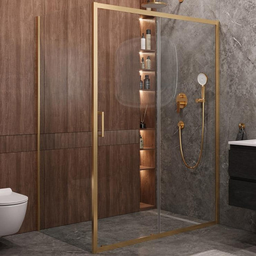 Душевой уголок Cezares Molveno 160x90 MOLVENO-AH-11-160/90-C-BORO-IV профиль Брашированное золото стекло прозрачное