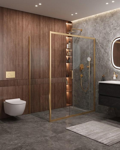 Душевой уголок Cezares Molveno 160x90 MOLVENO-AH-11-160/90-C-BORO-IV профиль Брашированное золото стекло прозрачное